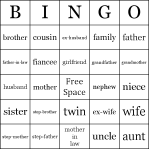 Family-Relationships-bingo